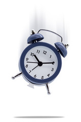 Classic alarm clock isolated on white background.