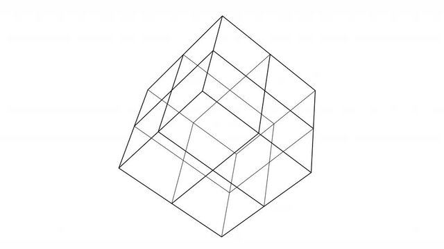 Abstract geometric design, rotating cube, seamless looped 4k animation