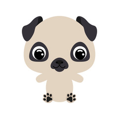 Cute little sitting dog. Domestic animal. Flat vector stock illustration