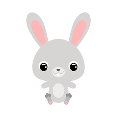 Cute little sitting hare. Forest animal. Flat vector stock illustration