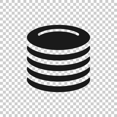 Plate icon in flat style. Dish vector illustration on white isolated background. Tableware business concept.