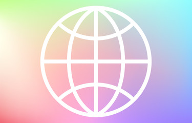 地球儀のベクターアイコン、虹色の背景