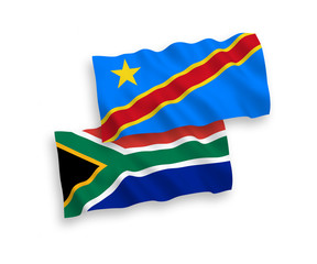 Flags of Democratic Republic of the Congo and Republic of South Africa on a white background