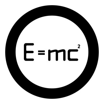 E=mc squared Energy formula physical law sign e equal mc 2 Education concept Theory of relativity icon in circle round black color vector illustration flat style image