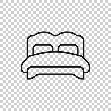 recommend clip art: Bed icon in flat style. Bedroom sign vector illustration on white isolated background. Bedstead business concept.
