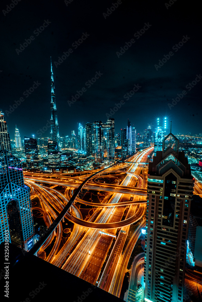 Wall mural amazing night dubai downtown skyline, dubai, united arab emirates