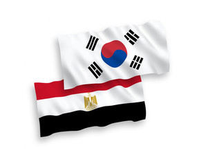 Flags of South Korea and Egypt on a white background