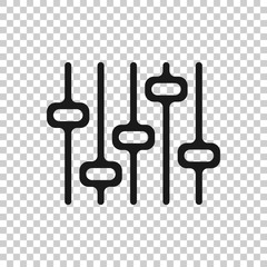 Control volume icon in flat style. Audio adjusting sign vector illustration on white isolated background. Filter business concept.