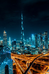 Amazing night dubai downtown skyline, Dubai, United Arab Emirates