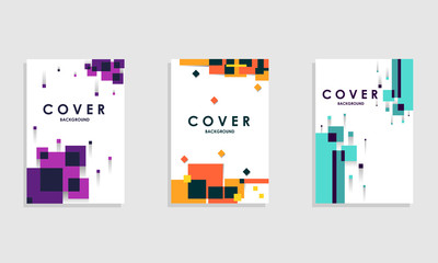 Set of three modern cover design with artsy line geometric style. Editable template for magazine , presentation , poster , background and book cover. Vector Illustration EPS 10