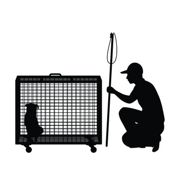 Dog Catcher Silhouette Vector