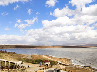 Fototapeta na wymiar Dead Sea coast with beach