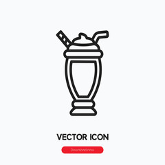 Milkshake icon vector. Linear style sign for mobile concept and web design. Milkshake symbol illustration. Pixel vector graphics - Vector.
