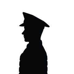 Side of police man or soldier silhouette vector