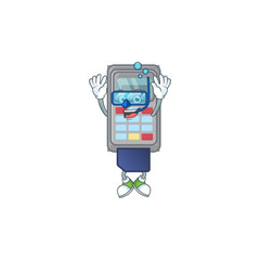 A mascot icon of POS machine wearing Diving glasses