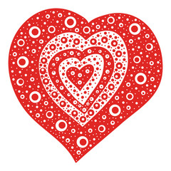 Hand drawn, red, doodle heart. Valentine's day decor element for card, poster. Vector stock illustration.