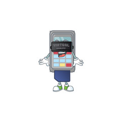 Fototapeta premium A smart character of POS machine with Virtual reality headset