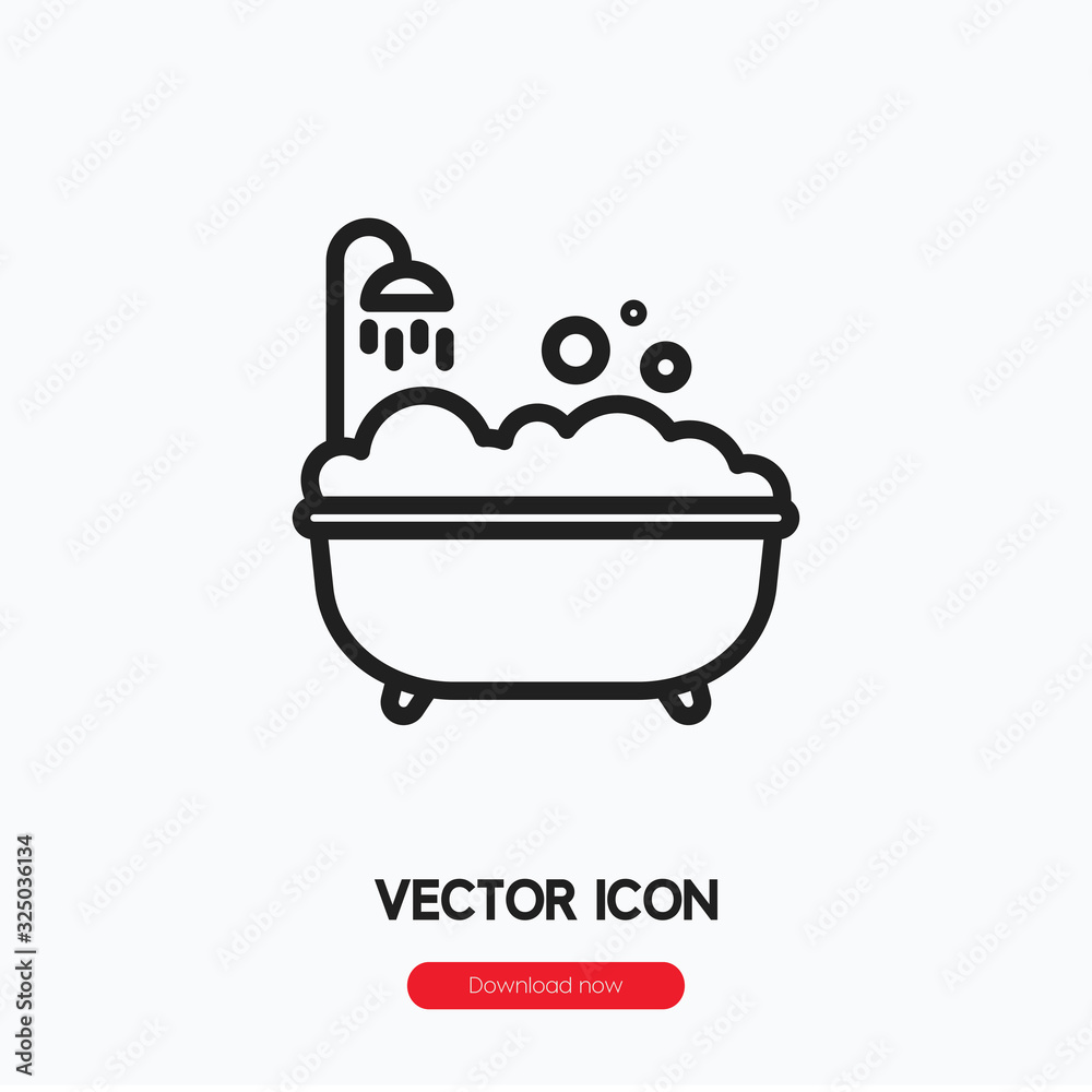 Poster bath icon vector. linear style sign for mobile concept and web design. bath symbol illustration. pix