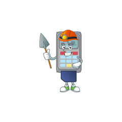 Cool clever Miner POS machine cartoon character design