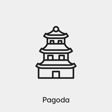 Pagoda icon vector. Linear style sign for mobile concept and web design. Pagoda symbol illustration. Pixel vector graphics - Vector.	