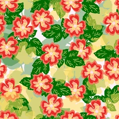 Fototapete Tropische Blätter Rosehip seamless pattern. Colorful dog rose texture, raster version. Good for printing  © scifilullaby