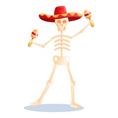 Mexican maracas skeleton icon. Cartoon of mexican maracas skeleton vector icon for web design isolated on white background