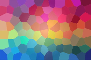 Abstract illustration of blue, red and yellow bright big hexagon background.