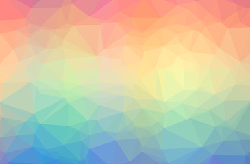 Illustration of abstract Blue, Green, Orange, Yellow horizontal low poly background. Beautiful polygon design pattern.