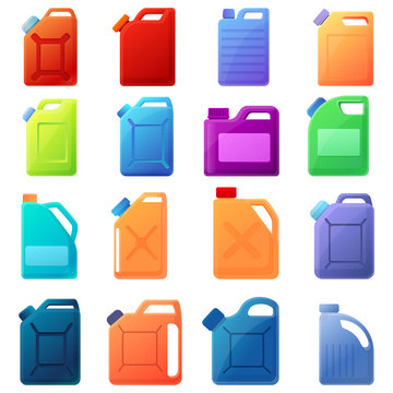 Canister icons set. Cartoon set of canister vector icons for web design