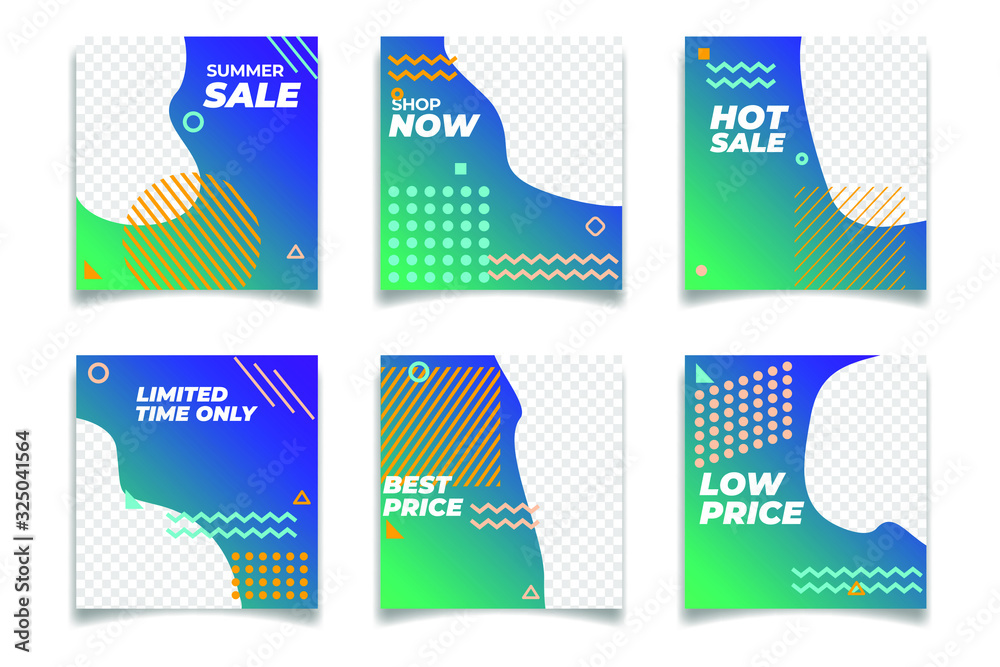 Poster business presentation template social media pack. set of modern square blog posts editable simple in