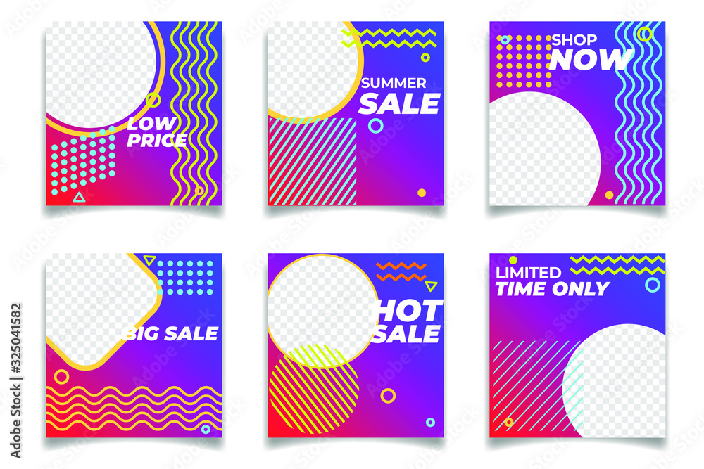 Poster business presentation template social media pack. set of modern square blog posts editable simple in