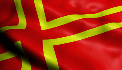 Fototapeta premium 3D Waved France Region Coat of Arms Flag of Normandy