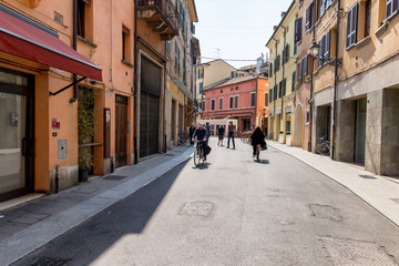 A tourist walk through the beautiful city of Ferrara. Ferrara, Italy, 5/7/2018