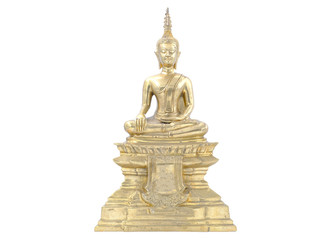 golden buddha statue isolated on white background