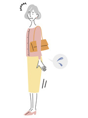 出先で尿漏れに焦るシニア女性