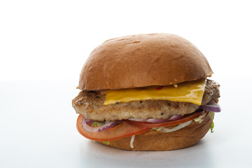 Burger on a white background for the menu of a cafe, restaurant, bar