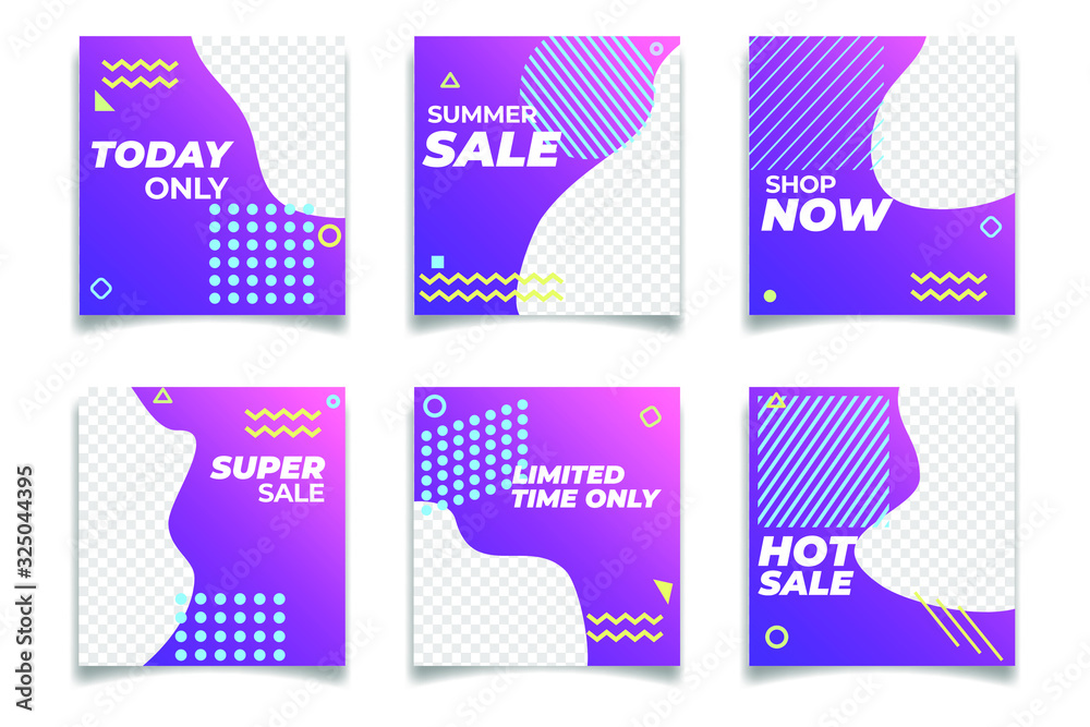 Poster business presentation template social media pack. set of modern square blog posts editable simple in
