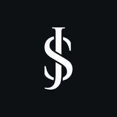 Initial letter JS or SJ logo template with overlap serif font symbol in flat design monogram illustration