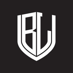 BL Logo monogram with emblem shield design isolated on black background
