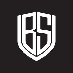 BS Logo monogram with emblem shield design isolated on black background