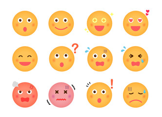 Cartoon face emoticon vector illustration set