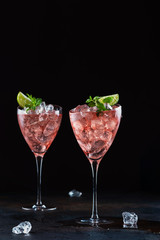 Summer cocktail with rose wine