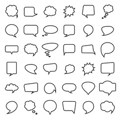 Speech bubble collection. Thirty six  blank hand drawn.