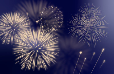 fireworks in a blue colored sky at silvester