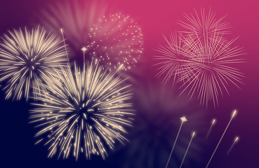 fireworks in a colored sky at silvester