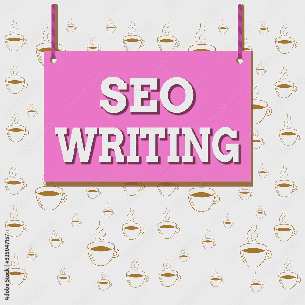 Poster writing note showing seo writing. business concept for grabbing the attention of the search engines 