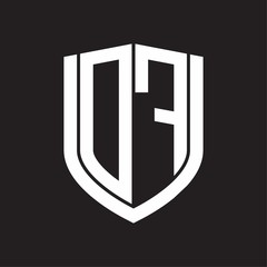 DF Logo monogram with emblem shield design isolated on black background