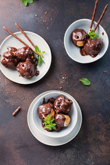 Traditional italian dessert profiteroles