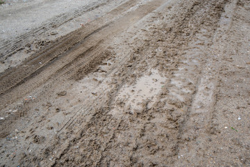 texture of mud with tracks