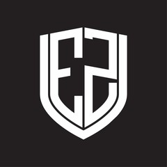 EZ Logo monogram with emblem shield design isolated on black background